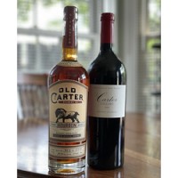 Sturdy bottles of Old Carter Bourbon and Carter Cellars wine