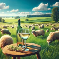A pastoral scene with white wine and sheep, mage(s) generated by DALL·E, an AI model developed by OpenAI.