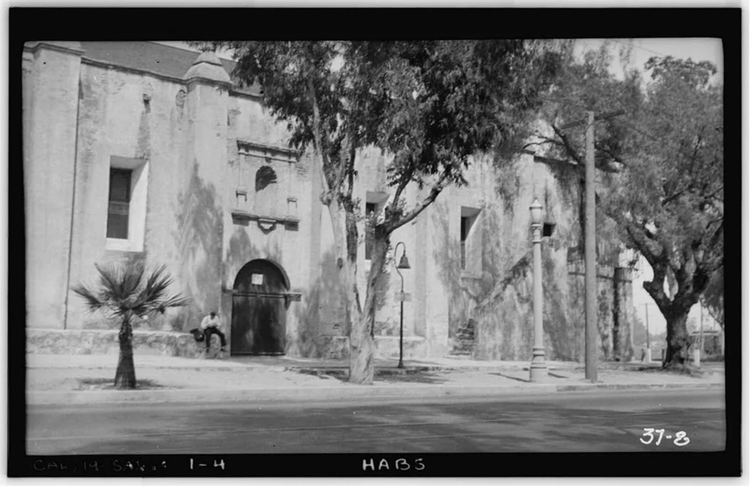 Mission San Gabriel Arcángel, Historic American Buildings Survey Photographed by Frederick Scholer April 14th, 1934. From the Wine History Project of San Luis Obispo County, California