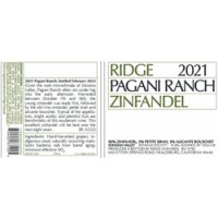 Optional ingredient labeling on a Ridge Pagani Zinfandel label.