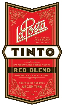 La Posta Tinto with tasting notes on the label!