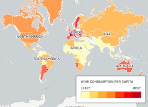 World Wine Consumption Per Capita. (Telegraph Travel)